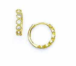 
14k Yellow 2 mm Round Cubic Zirconia Petite Hinged Earrings
