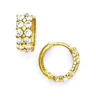 
14k Yellow 2 mm Round Cubic Zirconia Petite Hinged Earrings
