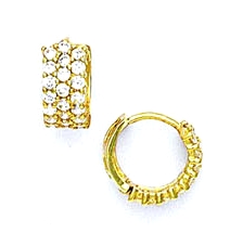 
14k Yellow Gold 2 mm Round Cubic Zirconia Petite Hinged Earrings
