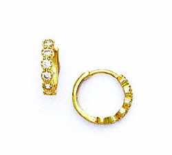 
14k Yellow 1.5 mm Round Cubic Zirconia Petite Hinged Earrings
