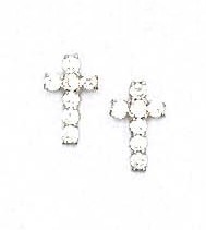
14k White Gold 2 mm Round Cubic Zirconia Cross Friction-Back Post Earrings

