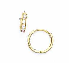 
14k Yellow Gold 1.5 mm Square Cubic Zirconia Petite Hinged Earrings
