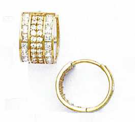 
14k Yellow Gold Round and Square Cubic Zirconia Hinged Earrings
