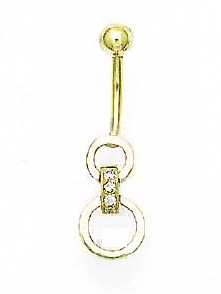 
14k Yellow Gold Round Cubic Zirconia Circles Belly Ring
