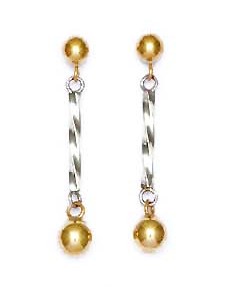 
14k Two-Tone Gold Drop Friction-Back Post Earrings
