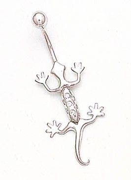 
14k White Gold Cubic Zirconia Lizard Belly Ring
