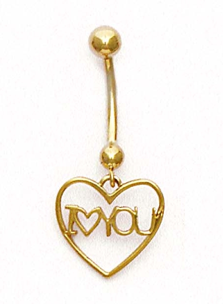 
14k Yellow Gold I Love You Belly Ring

