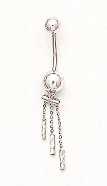 
14k White Gold Drop Beads Belly Ring
