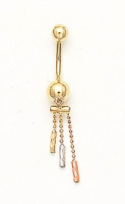 
14k Tri-Color Gold Drop Beads Belly Ring
