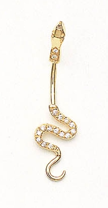 
14k Yellow Gold Cubic Zirconia Snake Belly Ring
