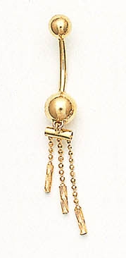 
14k Yellow Gold Drop Beads Belly Ring
