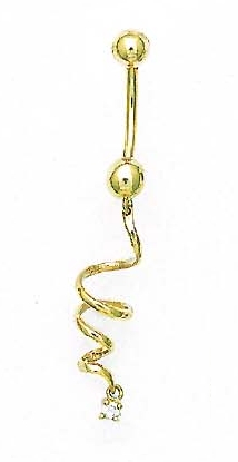 
14k Yellow Round Cubic Zirconia Spiral Belly Ring
