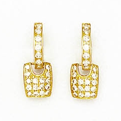 
14k Yellow Gold 1.5 mm Round Cubic Zirconia Hinged Earrings
