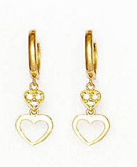 
14k Yellow Gold 1 mm Round Cubic Zirconia Petite Heart Hinged Earrings
