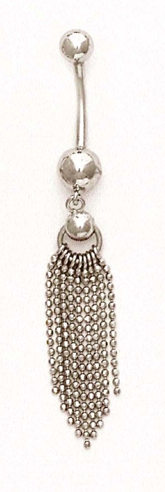 
14k White Gold Drop Bead Belly Ring
