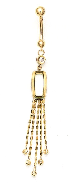 
14k Yellow Gold Cubic Zirconia Drop Beads Belly Ring
