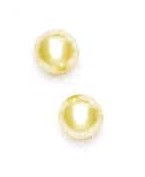 
14k Yellow 6 mm Round White Crystal Pearl Earrings
