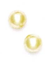 
14k Yellow 8 mm Round White Crystal Pearl Earrings
