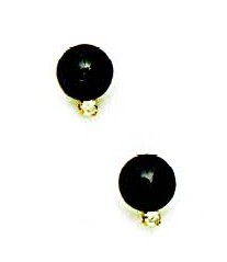 
14k Yellow 7 mm Round Black Crystal Pearl Cubic Zirconia Earrings
