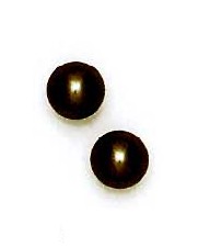 
14k Yellow 7 mm Round Dark-Grey Crystal Pearl Earrings

