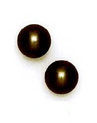 
14k Yellow 9 mm Round Dark-Grey Crystal Pearl Earrings
