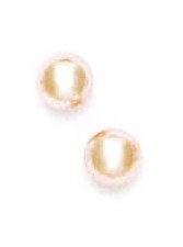 
14k Yellow 7 mm Round Light-Rose Crystal Pearl Earrings
