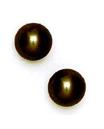 
14k Yellow 10 mm Round Dark-Grey Crystal Pearl Earrings
