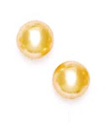 
14k Yellow 10 mm Round Light-Cream Crystal Pearl Earrings
