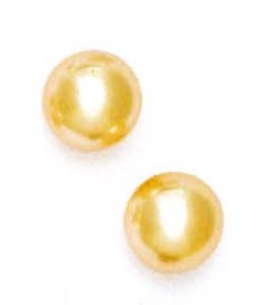 
14k Yellow 12 mm Round Light-Cream Crystal Pearl Earrings
