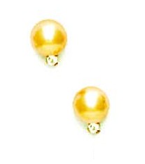 
14k Yellow 7 mm Round Light-Gold Crystal Pearl Cubic Zirconia Earrings
