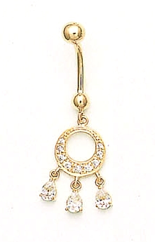 
14k Yellow Gold Cubic Zirconia Chandelier Belly Ring
