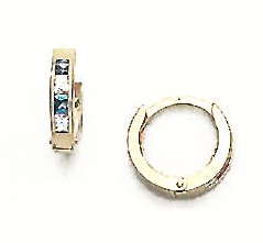 
14k 2 mm Princess Clear and Blue Cubic Zirconia Earrings
