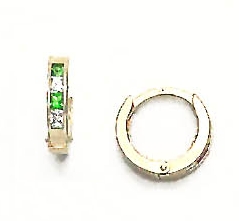
14k Yellow 2 mm Princess Clear and Green Cubic Zirconia Earrings
