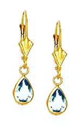 
14k Yellow Gold 7x5 mm Pear Light-Blue Cubic Zirconia Drop Earrings
