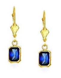 
14k Yellow Gold 7x5 mm Emerald-Cut Blue Cubic Zirconia Drop Earrings
