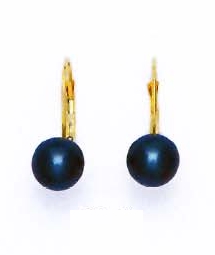 
14k Yellow Gold 7 mm Round Black Crystal Pearl Earrings
