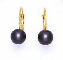 
14k Yellow Gold 7 mm Round Dark-Gray Crystal Pearl Earrings
