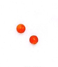 
14k Yellow Gold 4 mm Round Orange Simulated Coral Earrings
