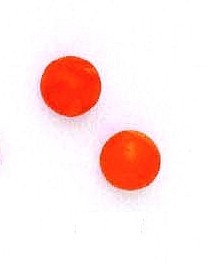 
14k Yellow Gold 8 mm Round Orange Simulated Coral Earrings
