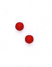 
14k Yellow Gold 4 mm Round Dark-Red Simulated Coral Earrings
