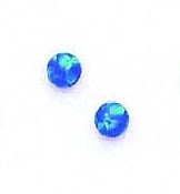 
14k Yellow Gold 4 mm Round Dark Blue Simulated Opal Earrings
