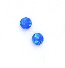 
14k Yellow Gold 5 mm Round Dark Blue Simulated Opal Earrings
