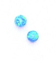 
14k Yellow Gold 5 mm Round Light Blue Simulated Opal Earrings
