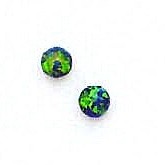 
14k Yellow Gold 4 mm Round Mystic Green Simulated Opal Earrings
