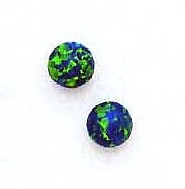 
14k Yellow Gold 6 mm Round Mystic Green Simulated Opal Earrings
