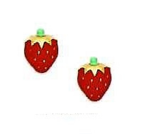 
14k Yellow Gold Red Enamel Childrens Strawberry Earrings
