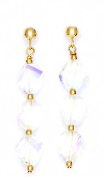 
14k Yellow 8 mm Helix Clear Crystal Drop Earrings
