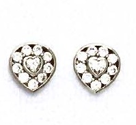 
14k White Gold Round and Heart Cubic Zirconia Heart Shape Earrings
