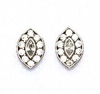 
14k White Gold Round and Marquise Cubic Zirconia Marquise Shape Earrings
