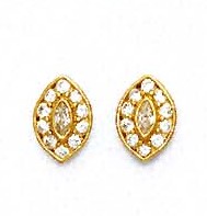 
14k Yellow Gold Round and Marquise Cubic Zirconia Marquise Shape Earrings
